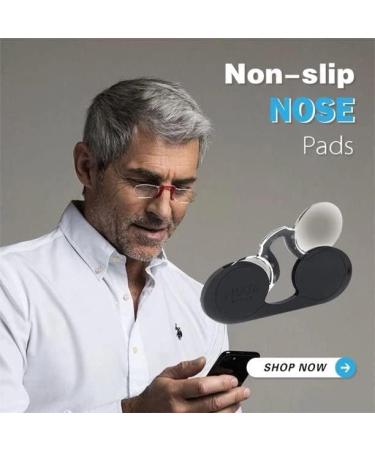 Qieu Portable Mini-Nose Clip Reading Glasses - Anti-Blue Rectangular Design for Men & Women (+2.5) with Case - Ship Internationally - Buy Online on GoSupps.com