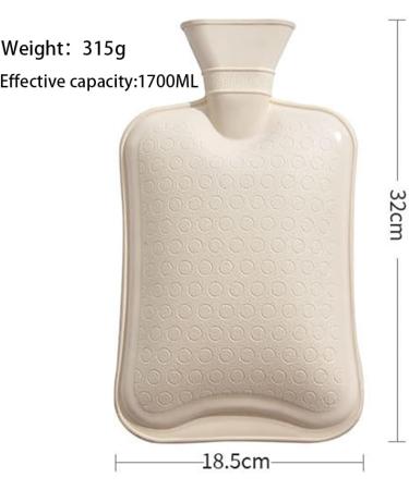 Khaki 1.8L Large Rubber Hot Water Bottle with Cover for Menstrual Cramps & Pain Relief - Hot Water Bottle for Neck, Shoulder, Back, Stomach, Hands & Feet - Buy Online on GoSupps.com