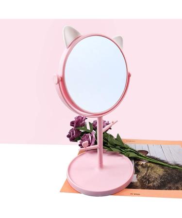 Louphee Cute Cat Ears Desk Mirror - Kawaii Vanity Mirror for Bathroom or Bedroom in Pink - Buy Online on GoSupps.com
