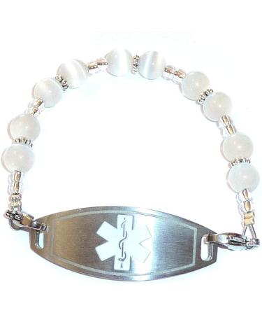 Hidden Hollow Beads Women's Medical Alert ID Bracelet - Interchangeable Replacement Vital Info Tag (White - Buy Online on GoSupps.com