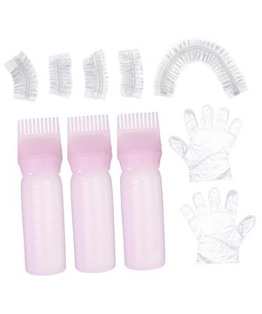 FRCOLOR 1 Set Plasticard Plasticade Hair Bleaching Tool Flexible Applicator Hair Oil Hair Dye Kit Hair Dye Tools Root Comb Applicator Bottle Hairstyling Gloves Hair Bleach Kit 6.9x4.8cm Pink