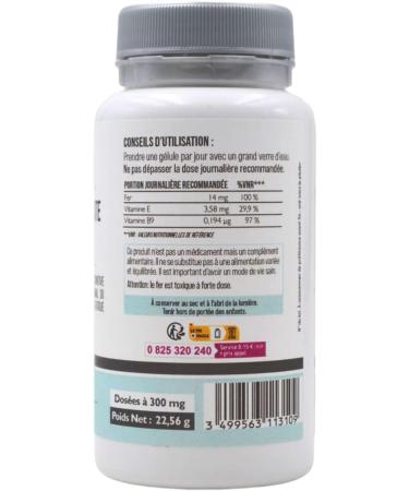 SFB Laboratoires - Iron Bisglycinate + B9 - Reduces Fatigue - Energy Booster - Strengthens the Immune System - 60 capsules - Buy Online on GoSupps.com