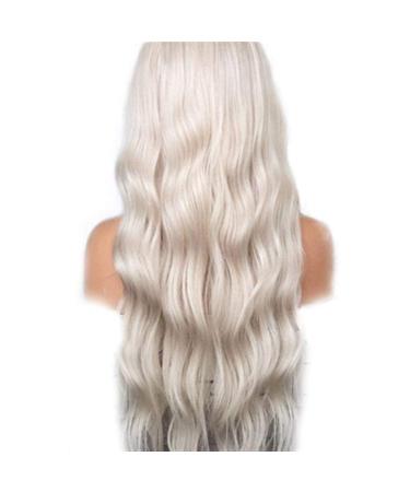 BGHJUE Platinum Blonde Wig with Baby Hair 26 Inch Synthetic Lace Front Wig Glueless Heat Resistant WIGS for Women (Color: 1 Size: 18inches) -22inches_1 222inches