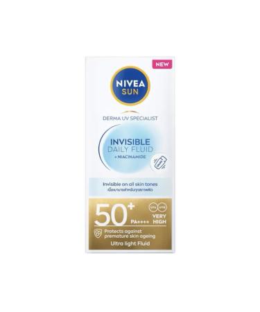 NIVEA Sun Derma Invisible Daily Fluid SPF50+ 40 Ml Protects from UVA/UVB Rays and High Energy Visible Light 8 Hour Matte Finish