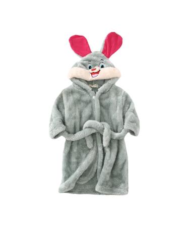 Miyanuby baby boy girls bathrobe soft flannel long arm animal hoodie morning coat nightwear homewear for children baby young girls gift 5-6 years #2 rabbits green green