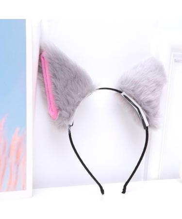 FRCOLOR Fur Cat Ears Headband Fox Ear Headwear Animal Fur Costume Party Head Bands for Women and Girls (Grey) - Buy Online on GoSupps.com