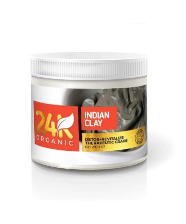 24k Organic Indian Healing Clay Deep Pore Facial Skin Cleansing Mask