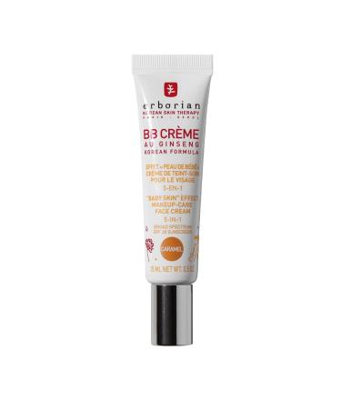 Erborian BB Ginseng Cream - Foundation Covering Blemishes and Foundation Effect "Baby Skin" - 5-in-1 Korean Cosmetic Cream for Face SPF 20 - Caramel - 15 ml