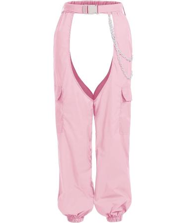 Women's High Rise Reflective Cargo Sweatpants in Pink - Size Medium - Buy Online on GoSupps.com