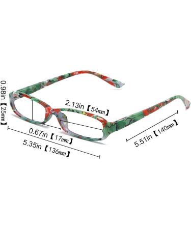 SOOLALA 4-Pair Fashionable Spring Hinge Rectangular Reading Glasses with Matching Pouch - 8 Colors 2.25x Magnification - Shop Stylish Eyewear Online - Buy Online on GoSupps.com