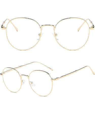 DAUCO Unisex Blue Light Filter Glasses - Retro Sixties Round Metal Computer Glasses for Men & Women | Stylish Eye Protection - Buy Online on GoSupps.com