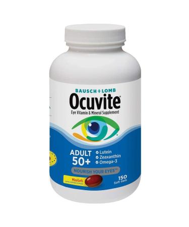 Adema Bausch + Lomb 0-cuvite Adult 50+ Vitamin &. Mineral Supplement with Lutein, Zeaxanthin, and Omega-3, Soft Gels (150 Count) iiiIII
