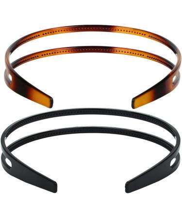 Nifocc Hard Plastic Headband - Double Row Hairbands with Teeth for Women (2 Pcs) | Tortoiseshell & Black High-Quality Hair Accessories - Buy Online on GoSupps.com