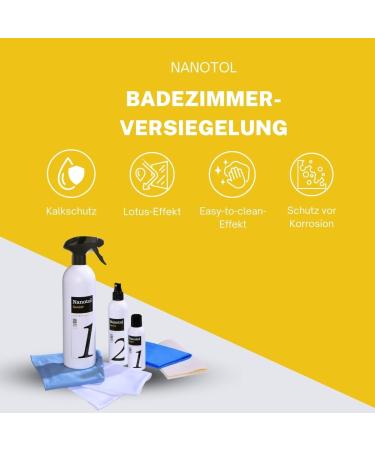 Professional Bathroom Sealing Set - Nano Sealing & Cleaner for Lime Protection - Lotus Effect XL Size (160m ) - Microfiber Cloth Included - Buy Online on GoSupps.com