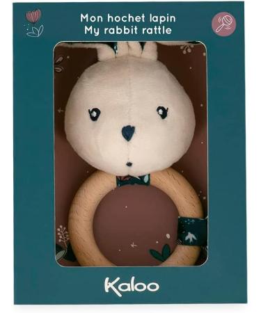 Kaloo KDoux Baby Bite Ring - FSC Wood Plush Rabbit with Bell - Sensory Development Toy for Infants - Nature Motif - K216000 White - Buy Online on GoSupps.com