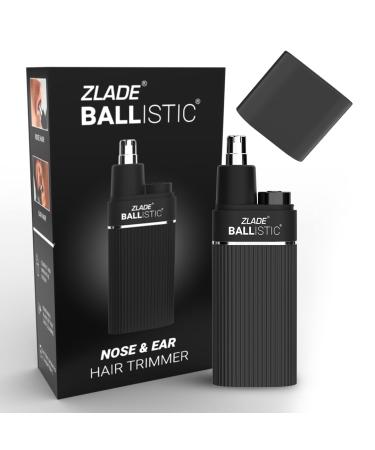 ZLADE Ballistic Nose & Ear Hair Trimmer - Aaa Battery Operated Waterproof Trimmer With Protective Cap Stylish Design Ideal For Gifting Black