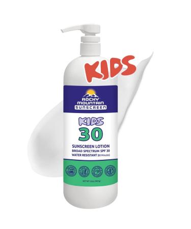 Rocky Mountain Sunscreen - Reef Safe SPF 30 Lotion for Kids - Broad Spectrum UVA/UVB - Water Resistant Hypoallergenic Sun Care - Non-Greasy Body Sunscreen for Children - Quart With Pump (32 Fl Oz)