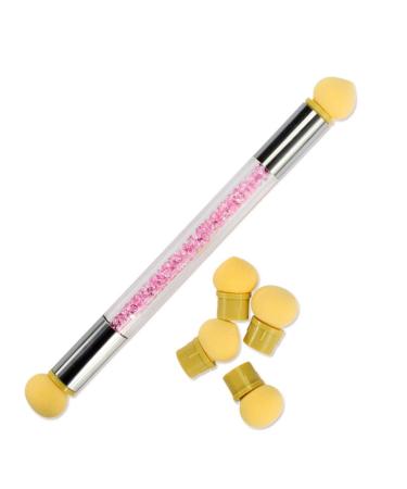 Professional Double DIY Gradient Pen Crystal Acrylic Handle Shading Pen Nail Art Tools with 4 Sponge Replacement