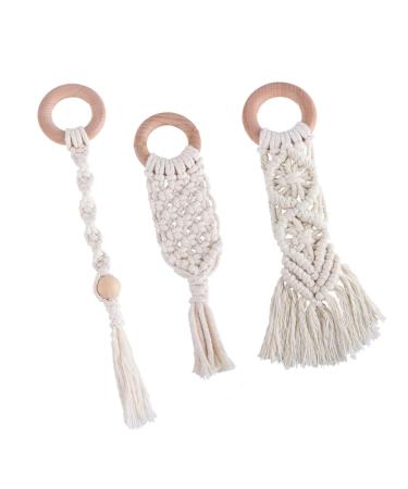 COOPHYA 3 Pcs Teething Stick Toy White Toddler Tooth Stick Beech Manual