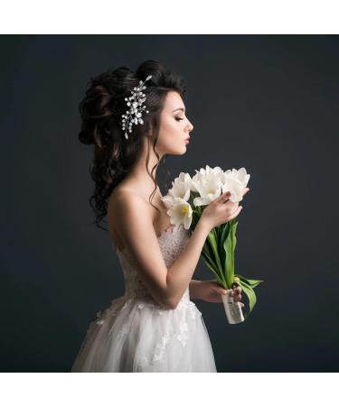 Rhinestone Hair Pin Flower Bride Wedding Hair Vine Wedding Hair Accessory Decorative Party Headpiece for Bride Bridesmaid Girls - Buy Online on GoSupps.com