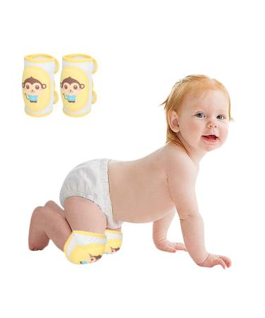 haozaikeji Baby Knee Pads Knee Protection for Baby Crawling Knee Pads Anti-Slip Knee Covers for Crawling Baby Cushioned Knee Pads Breathable Mesh Knee Protector for Baby Infant Toddler Yellow Monkey