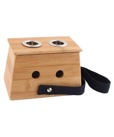 Ruilogod Bamboo Two Holes Moxa Healing Therapy Moxibustion Box Wood Color