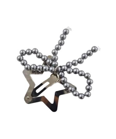 WDNIGLP Fashionable Bow Hair Clip Simple Bowknot Hairpin Imitation Pearls Bow Barrettes Elegant Accessories for Women Girls Grey-2