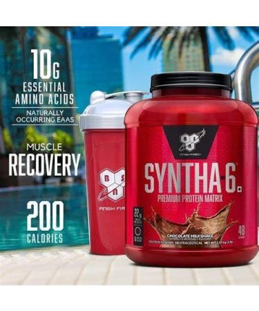 BSN Syntha 6 Whey Protein Powder | High Protein Whey Protein Concentrate Whey Protein isolate Milk Protein Isolate & Micellar Casein | 22g Protein 10g EAAs Essential Amino Acids | 2.91LB 28 Servings (Cookies & Cream) Cookies & Cream 1.32 kg (Pack of 1) - Buy Online on GoSupps.com