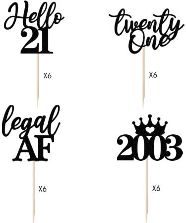 Sleyberoy 24 Pc 13th Birthday Cupcake Toppers-Official Teenager 13 Hello 13 2011 Cupcake Picks 13th/Thirteen Birthday Party Cake Decorations (black 21) 21 black - Buy Online on GoSupps.com