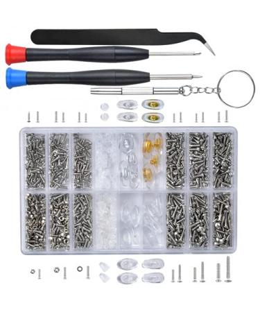 Pinsheng glasses repair set 1000 pieces of glasses repair tool set micro screws repair set with screwdriver tweezers tweezers glasses cleaning cloth for glasses sunglasses watches