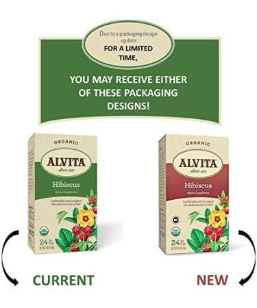 Alvita Organic Hibiscus Tea - 24 Premium Herbal Tea Bags | Tart Flavor & Floral Aroma - Buy Online on GoSupps.com