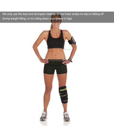 Semme Knee Wraps Compression Elastic Brace for Pain Relief & Support - Black Yellow - Buy Online on GoSupps.com