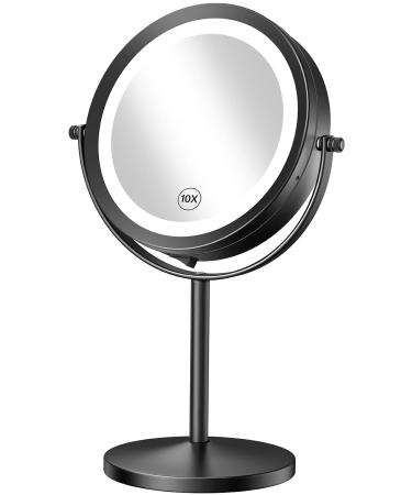 Gospire Lighted Makeup Mirror  1X/10X Magnifying LED Vanity Mirror  7 Standing Cosmetic Mirror Battery Operated Cordless Portable Shaving Mirror for Bathroom Bedroom Black-7