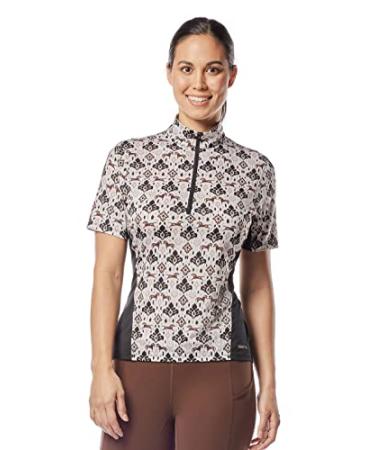 Kerrits Always Cool Ice Fil Short Sleeve Shirt - Print Tan Painted Horse/Black Large