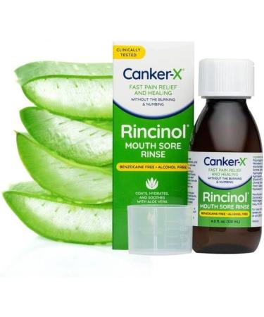 Canker-X Rincinol Oral Rinse Mouthwash | Quick Pain Relief for Canker Sores | Alcohol-Free & Benzocaine-Free | Adults & Kids 6+ | 4.0 Fl. Oz - Buy Online on GoSupps.com