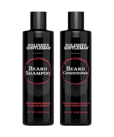 Beard Shampoo and Conditioner for Beard Growth - Beard Wash and Beard Conditioner with Beard Oil for Men - Beard Growth Kit for Beard Care - Beard Softener with Biotin and Tea Tree Oil (4oz) 4 Fl Oz (Pack of 2)