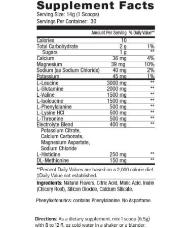 Amino Powder with Electrolytes - BCAA 2:1:1 for Pre & Post Workout | Lemon Ice Flavor | 30 Servings | Tested & Certified - Buy Online on GoSupps.com