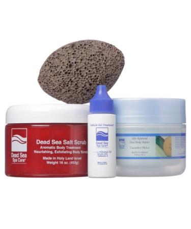 Dead Sea Spa Care Body Scrub 16 Oz Dead Sea Salt Scrub 8 oz Shea Body Butter Cuticle Oil Gift Set Dead Sea Products Gift Sets Pampering Sets Home Spa Sets