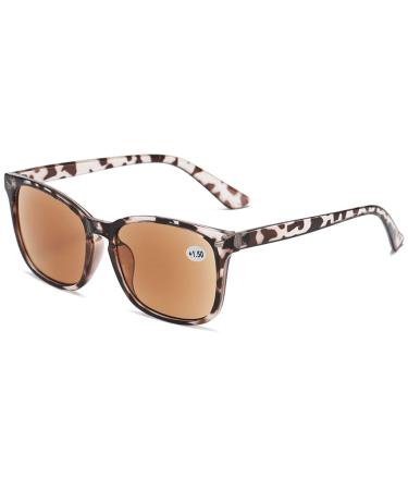 Lanomi vintage blue light filter reading glasses sunglasses plastic women men outdoor uv400 protection visual aid pc computer glasses with gray brown glasses gray tortoisy frame brown lentils 3.0 dioptria