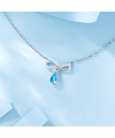 Quartz Healing Crystal Necklace Natural Crystal Blue Topaz Lucky Knot Necklace Bow Female Clavicle Chain for Girls Girlfriend Wife Daughter Mom Anniversary Birthday Crystal Point Pendant Necklace - Buy Online on GoSupps.com