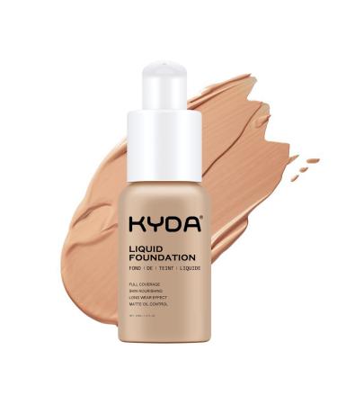 KYDA Matte Liquid Foundation  Full Coverage Concealer Foundation Cream  Oil Control Long Wear Lightweight Foundation Makeup-104 Buff Beige
