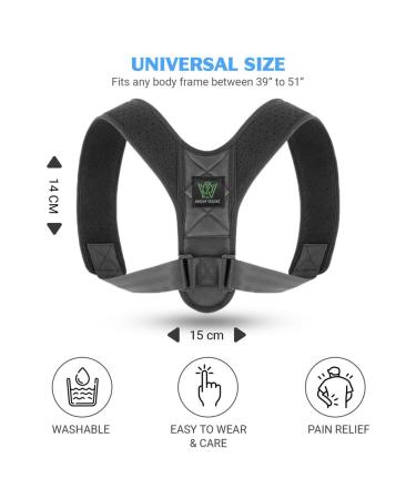Smasaa Trading Posture Corrector for Women and Men - Comfortable Upper Back Brace for Improved Posture - Adjustable Back Straightener in Black - Buy Online on GoSupps.com