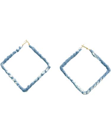 Feyleie Denim Ear Hoops - Stylish Round Earrings for Women & Girls | Exaggerated Winding Jewelry - Buy Online on GoSupps.com