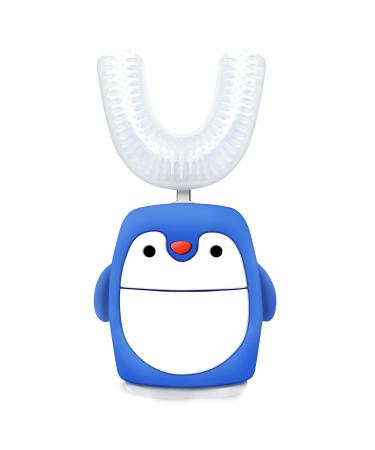 Kids Ultrasonic Electric Toothbrush Automatic Timer Toothbrush IPX7 Waterproof 5 Clearing Modes Cartoon Modeling Design for Child 2-6 (Penguin Style)
