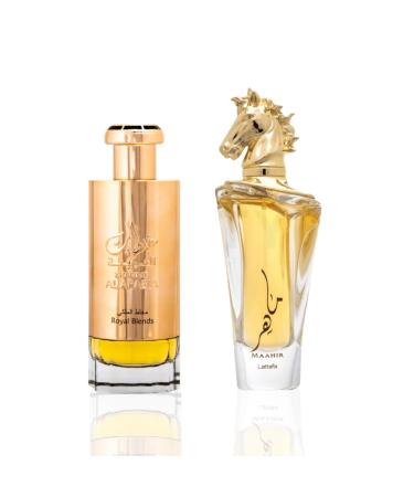 Lattafa Maahir & khaltat al arabia royal blends Eau de Parfum - EDP 100ML(3.4 oz) Perfumes (Pack)