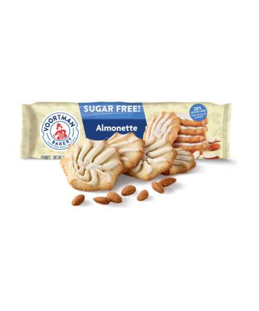 Voortman Bakery Sugar Free Almonette Cookies 8 oz. Pack of 4 Cookies Baked with Real Almonds No Artificial Colors Flavors or High-Fructose Corn Syrup 20% Less Net Carbs