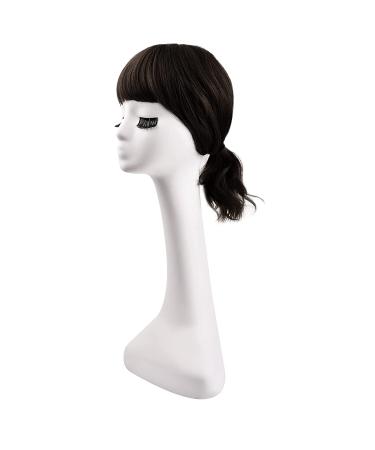 REECHO 12 Inch Synthetic Hair Topper with Bangs - Deep Brown Wavy Hair Extension for Women - Buy Online on GoSupps.com