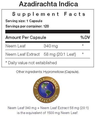 Organic Neem Leaf Capsules - 120 Count | 1500mg High Potency with Neem Leaf Extract - Buy Online on GoSupps.com