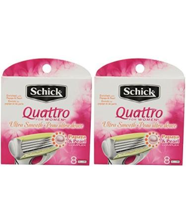 Schick Quattro for Women Razor Refill, Ultra Smooth, 8 Cartridges, 2 Pack