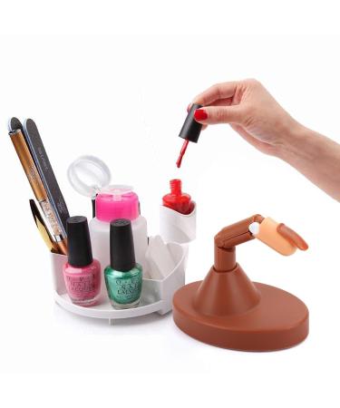 Practice Finger for Acrylic Nails with 100 Brown Nail Tips | Adjustable Fake Mannequin Finger Base for Nail Art Training - Buy Online on GoSupps.com